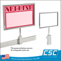 Magnetic Clamp with 3/8" Swedged Stem Fitting, Right-Angle Sign Holder for Display Racks, Item# MCL-38, by Clip Strip Corp.
