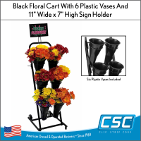 Mobile Floral Display Cart – Includes 6 Plastic Vases & 11 x 7 inch Sign Holder, MFDC-155920