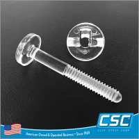 Screw Length: 1.5". Clear Styrene, POP display fastener, Viking Clip, NC-15