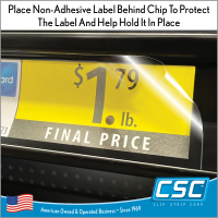 3.5" Wide or Long 7.5 mil thick clear price channel chip sign holder overlay, in stock and ready to ship