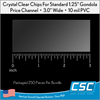 3" x 1.25" price channel clear 10 mil chip, protective UPC overlay, PCHC-300-010CL