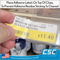 Prevent adhesive from leaving residue on your price channels with our Price Channel Chips. By Clip Strip Corp.
