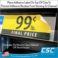 2.25" shelf edge molding label cover chip, PCHC-XXX-010CL,10 mil thick, in stock now!