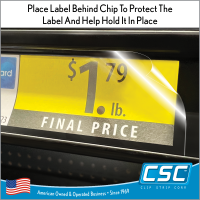 2.0" Wide or Long 7.5 mil thick clear price channel chip sign holder overlay, in stock and ready to ship