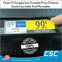 Clip Strip Corp.'s 2.75" x 1.25" pricing channel label protective plastic chips, 7.5 mil thick clear PVC