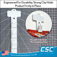 Clip Strip® Brand HEAVY DUTY Spring-Loaded Clamp Merchandising Strip with Header, White, 12 Hooks, 28.75" Long, Item# PS-29WH