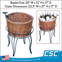 willow basket retail display by clip strip - item RWBD-27