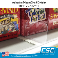 Shelf Divider, 1" H x 9.5625" L, Adhesive Mount, SD-1510, in stock and ready to ship