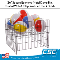 Collapsible & Foldable Wire Dump Bin, 36" Square, Black Floor Display for Bulk Retail Items, Item# WDB-36S-BK
