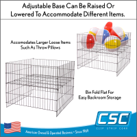 Adjustable Wire Dump Bin, Collapsible, 36 inch Square, Black Floor Display for Bulk Retail Items, Item# WDB-36S-BK
