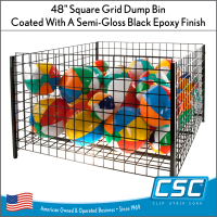 48" Square Wire Grid Dump Bin,  Extra Large Display with Adjustable Base, WGDB-48S-BK