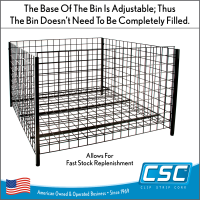 48" Extra Large Display Wire Grid Dump Bin, with Adjustable Base, WGDB-48S-BK