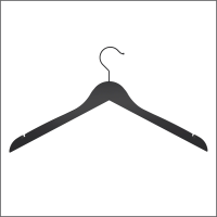 Wooden Hangers for Blouses & Dresses, 17" x 1/2" w/ 2 Notches – Matte Black, Item# WHBD-17-5-2