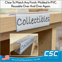 Perfect for wood or glass shelving; clear to match any finish, WTH-385C, by Clip Strip Corp.