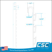 Ultra-Thin Slim, Very Economical Clip Strip®. 23 inches long with 12 hooks, CCPS-12