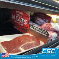 Clip Strip Corp. Custom Printed Shelf Dividers for meat sections at retail, CPSD-Series