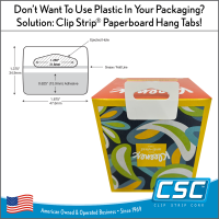 PAPER Hang Tab with Delta Style Slot Hole, Attaches to Packaging for Merchandising on Hooks and Clip Strips, Made in USA, ETR-1875-1375