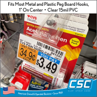 Clear 15mil PVC, Label Holder Overlay, 6" - 7" Peg Hooks, HT-67