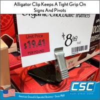 Sign Holder with Alligator Clip keeps a tight grip on signs and pivots, WBF-65