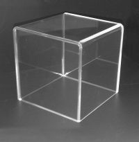 Clear, display cube, product merchandising, 12" square, DCM-12