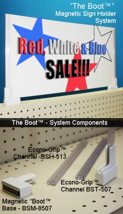 Gondola Sign Topper Boot System | Magnetic and Adhesive Retail Display Products, Clip Strip Corp.