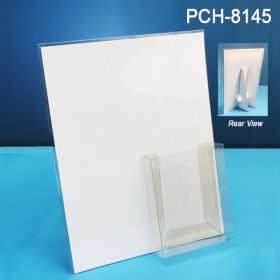 Letterhead sized Easel Back Sign Holder with 4" x 5" Fold, Peel & Stick pocket brochure holder, PCH-8145