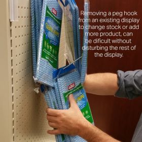 EBH-8, easy remove and restock pegboard hook