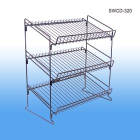 Wire Shelf Countertop Display Rack, with 3 Tiers/Shelves, Retail Product Merchandising, SWCD-320