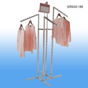 Garment Rack with 4 Slanted Arms and Square Tubing, 8 balls per arm, GRSAS-188