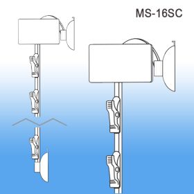 metal clip strip with a suction cups for glass surfaces, 6 hooks, MS-16SC