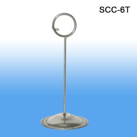 Stainless Steel Sign & Card Holder, 6.0" Tall, SSC-6T, Wire Ring Type