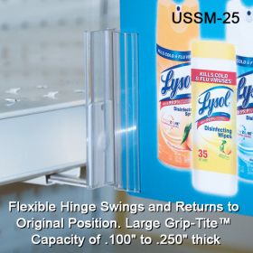 Flexible Hinge, Under Shelf Spring-Mount Grip-Tite™ Sign Holder, USSM-25