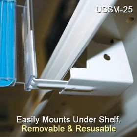Easy to Mount and Easy to Move, Under Shelf Spring-Mount Grip-Tite™ Sign Holder, with Hinge, USSM-25