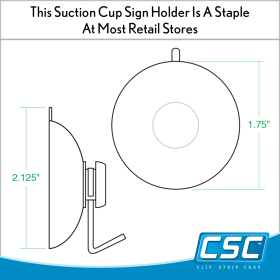 Suction Cup With Hook - Sign Holder for Glass and Windows, 70158H