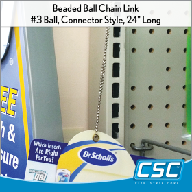 Beaded Ball Chain Links, Connector Style, 24" Long, #3 Ball, BC-324CS