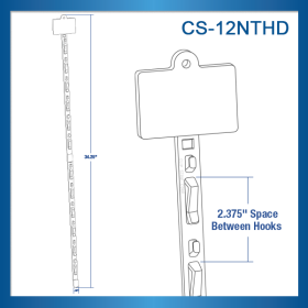 12 Position Clip Strip ® Merchandising Strip, No Tape, w/ Header, CS-12NTHD