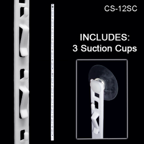 12 hooks Clip Strip® Merchandising Strip, with Suction Cups, CS-12SC