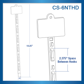 6 Position Clip Strip® Merchandising Strip, No Tape, w/ Header, CS-6NTHD