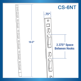 The Original Clip Strip® Merchandising Strip, 6 Hooks, with Tape, CS-6