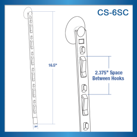 Clip Strip® Merchandising Strip, with Two Suction Cups, 6 hooks, CS-6SC