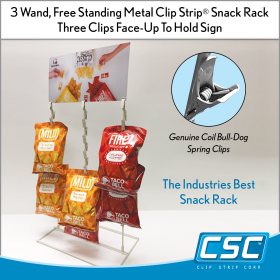 Countertop Clip Strip® Snack Rack, High capacity, 48 clips, FSS-3
