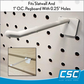 Clip Strip Corp 4" Peg Board and Slatwall Hooks - Plastic, PBH-4