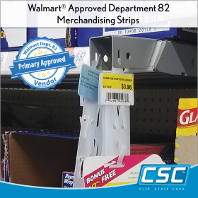 Walmart approved impulse strip, WMS-12, flat die cut version with header.