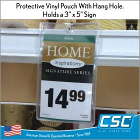 vinyl pouch price holder with hole, 106, by Clip Strip Corp.
