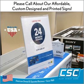 17011, 8.5" x 11" slant back countertop sign holder, in stock and ready to ship By Clip Strip®