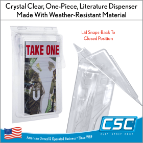 Outdoor Literature Holders, Holds 8.5" Wide x 11" Tall, 3MB-9, we print brochures for the literature holder. Clip Strip Corp.