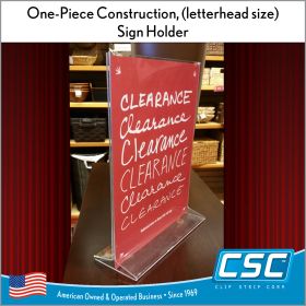 Clip Strip Corp.'s 8.5 x 11 T-Style top loading sign holder for tabletop, #407