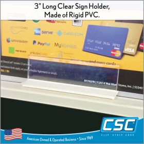 3" clear peel and stick card and sign holder, 773-3, in stock and ready to ship!