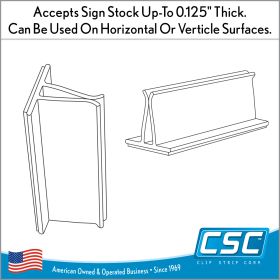 3" Clear PVC Sign Holder, 773-3, for horizontal or vertical surfaces