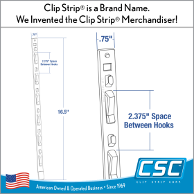 Clip Strip® Merchandising Strip, with 6 Hooks, without Tape, CS-6NT